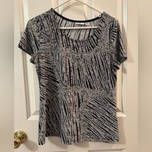 Croft & Barrow Black and Gray Blouse Size Petite XS